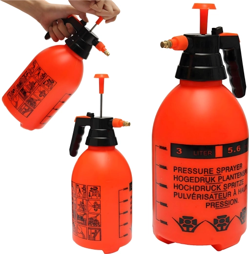 Rokas spiediena smidzinātājs 3 l – oranžs (dārzam un mājsaimniecībai)