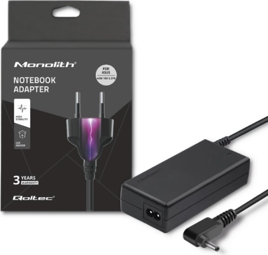 Barošanas adapteris ASUS klēpjdatoriem 45 W, 19 V, 2.37 A, savienotājs 4.0 × 1.35 mm + barošanas kabelis
