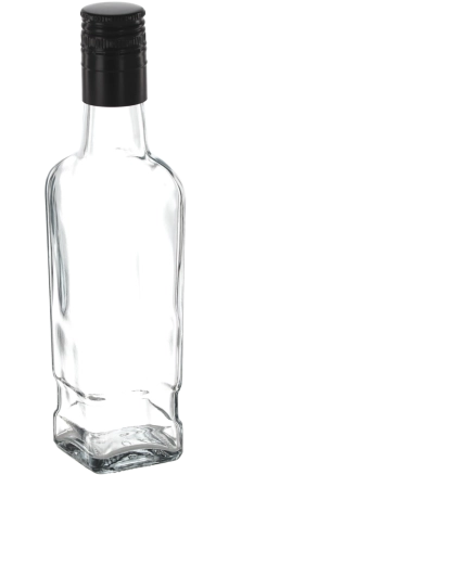 Stikla viskija pudele 250 ml ar skrūvējamu vāciņu
