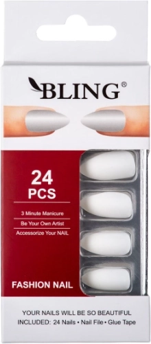 Mākslīgie nagi BLING Fashion Nail – balti, matēti