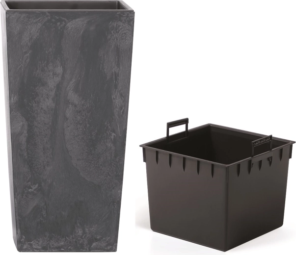 URBI Square Planter concrete effect with insert, anthracite, 24 × 24 × 44.9 cm