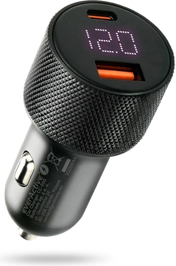 Automašīnas lādētājs EVERACTIVE 75 W ar USB-C PD un USB-A QC 3.0