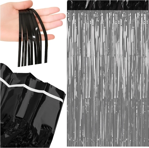 Dekoratīvs bārkstu piekaramais aizkars RUHHY melns 100 × 200 cm