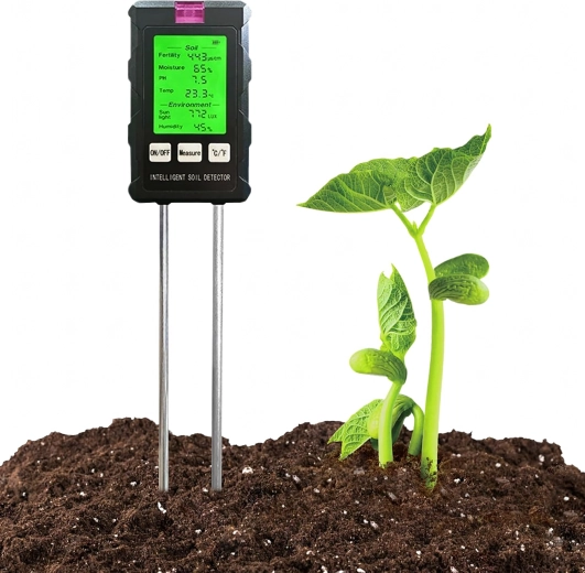 Digitālais augsnes testers 6-in-1 – pH, augsnes mitruma, temperatūras, auglības, gaismas un gaisa mitruma mērīšana