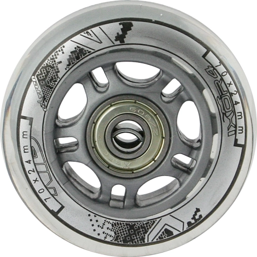 Caurspīdīgu PU skrituļslidu riteņu komplekts 70 × 24 mm ar ABEC 7 gultņiem NILS EXTREME