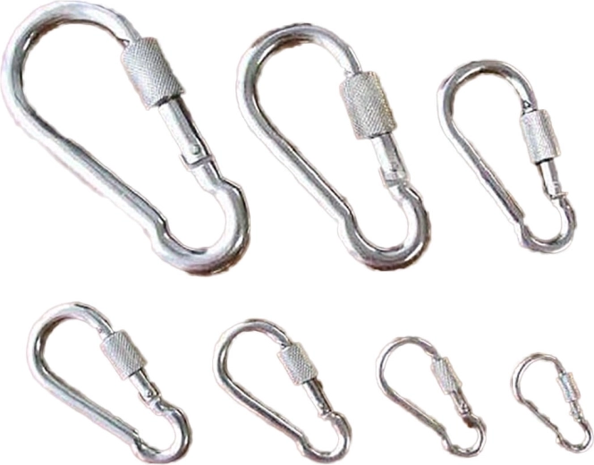 Steel carabiner with locking nut 100 mm, galvanized, 350 kg (5 pcs)