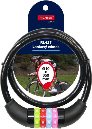 Cable combination lock 10 × 650 mm black RICHTER