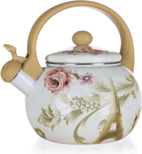 Svilpojoša emaljēta tējkanna PARIS 2,2 l, diametrs 19 cm