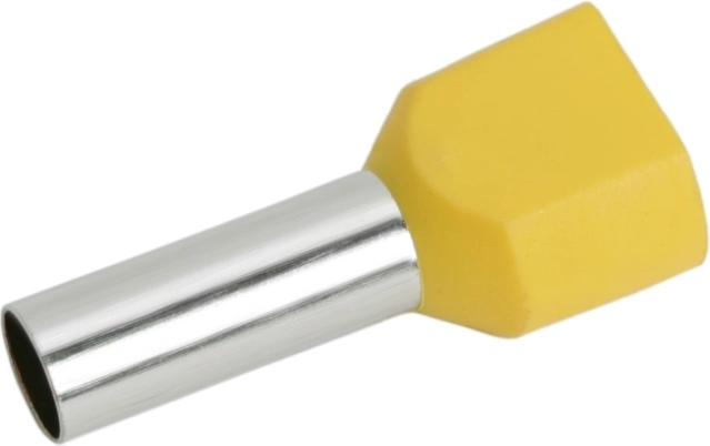 Double wire ferrule with yellow insulation, 2 × 6.0 mm²