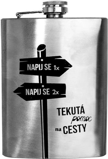 Nerūsējošā tērauda kabatas blašķe “Šķidrā palīdzība ceļā” 240 ml