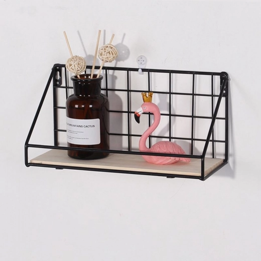 Wall Shelf with Rod, LOFT Style 29.5 cm - Black