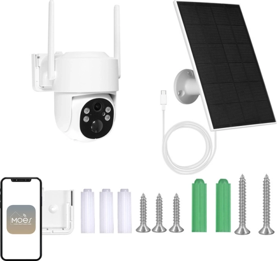 Moes āra Wi‑Fi IP kamera 4 Mpx ar saules paneli un PTZ
