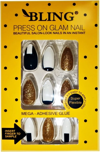 Mākslīgie nagi BLING Glamour – marmora dizains, tips VII