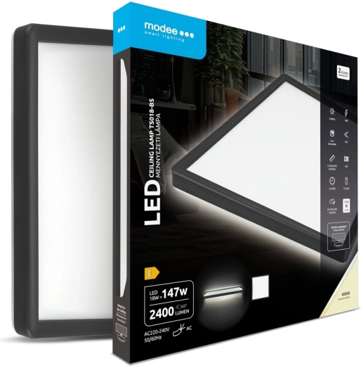 Modee kvadrātveida griestu LED gaismeklis TS018-BS 18 W 4000 K 2400 lm