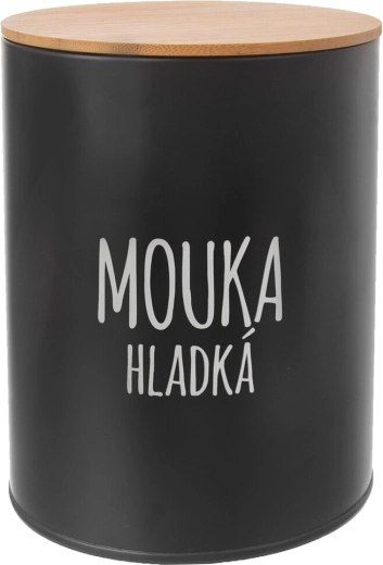 Melno miltu kārba melna ar bambusa vāku