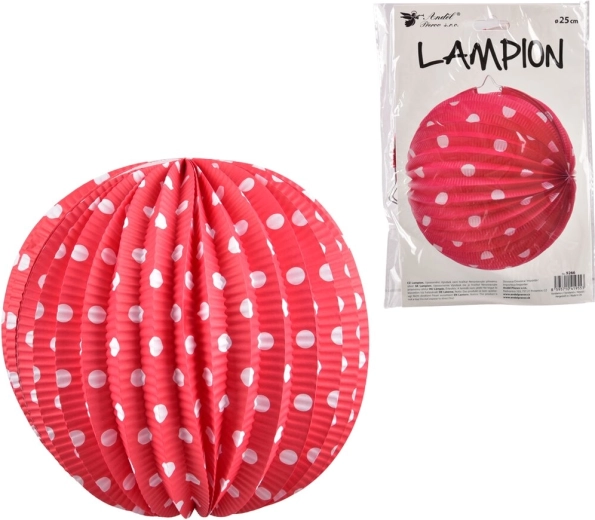 Papīra lampions ar rozā punktiņiem 25 cm