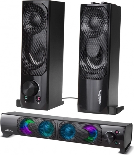 Audiocore stereofoniskie datora skaļruņi 2.0 ar soundbāru un RGB