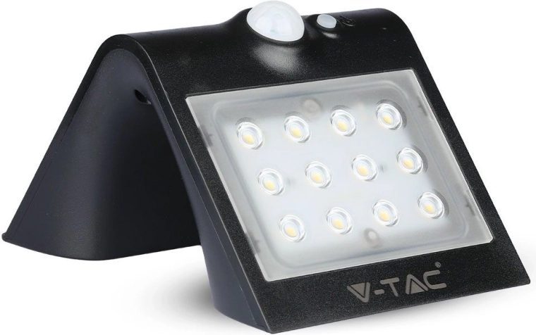 Saules sienas LED gaismeklis 1,5 W, melns – V-TAC