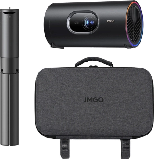 JMGO PicoPlay+ portable projector with tripod and battery