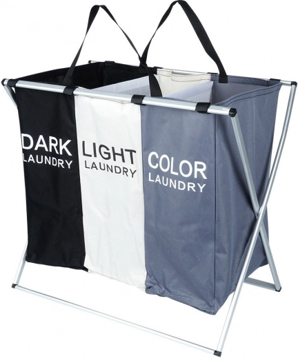 Three compartments for quick laundry sorting