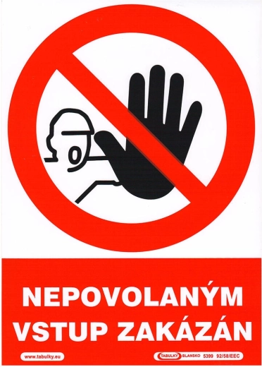Pašlīmējoša drošības zīme “Nepiederošiem ieeja aizliegta” A5 (148 × 210 mm)