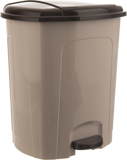 Plastmasas atkritumu tvertne ar pedāli 30 l, bēša ar tumšu vāku