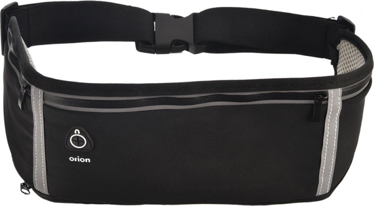 Reflective running waist pack with adjustable belt and bottle pocket