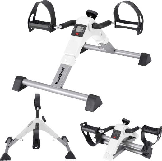 Salokāms rehabilitācijas mini velotrenažieris 2v1 ar LCD displeju, balts