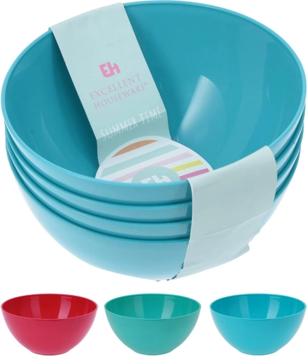 Plastmasas bļodiņas 13,7 cm – krāsu mikss, komplekts 4 gab.