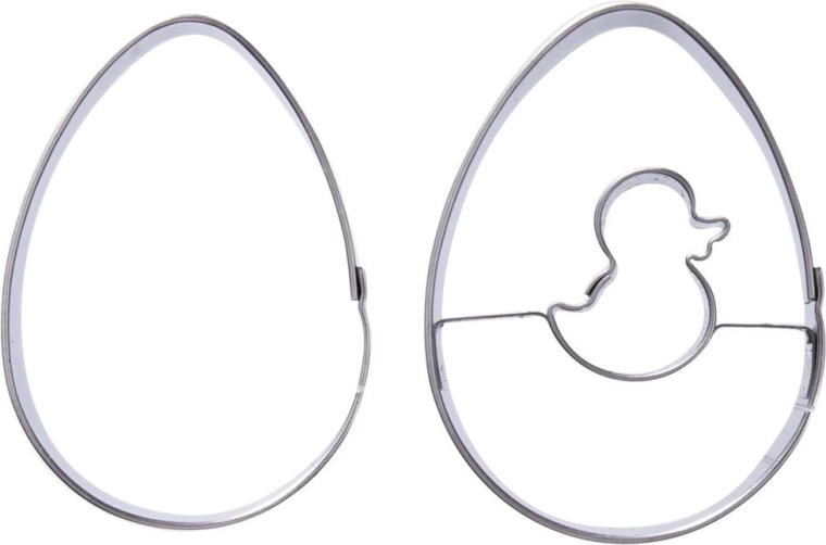 Set of stainless steel egg-shaped cookie cutters 5.5 cm, 2 pcs