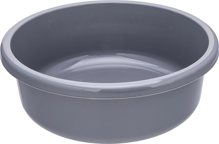 Apaļa plastmasas bļoda 13,5 l pelēka