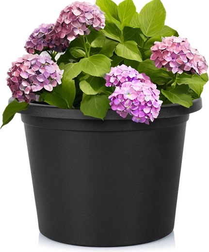 Dārza plastmasas puķu pods melns apaļš 34 cm