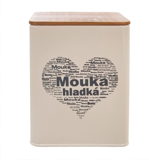 Kārba gludajiem miltiem ar koka vāciņu Sirds