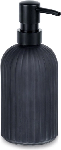 Stikla ziepju dozators 400 ml – matēti melns, rievots