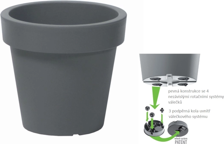 Lofly Flower Pot 58.2 cm grey stone on wheels