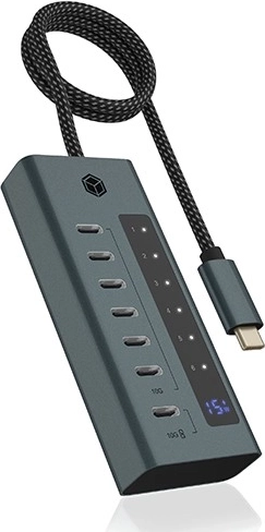 USB‑C centrmezgls 7× USB 3.2 Gen 2 ar displeju un 36 W barošanu