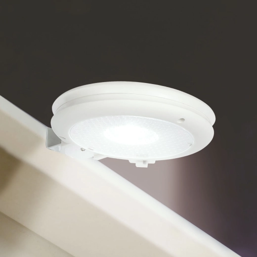 Saules enerģijas gaismeklis notekcaurulei ar 3 auksti baltām SMD LED, balts
