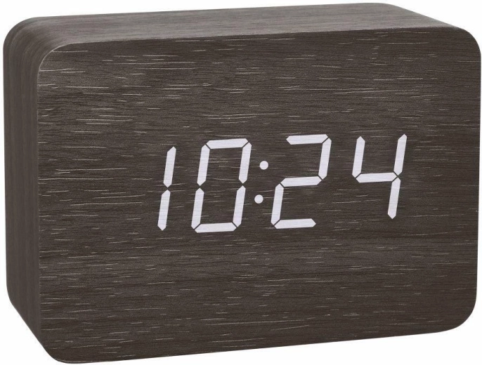 TFA CLOCCO radio-controlled alarm clock with wood-look finish, black