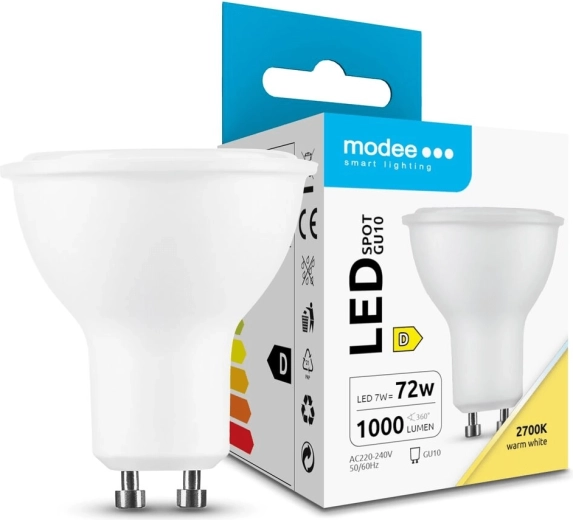 LED prožektora spuldze 7 W GU10 silti balta 1000 lm MODEE