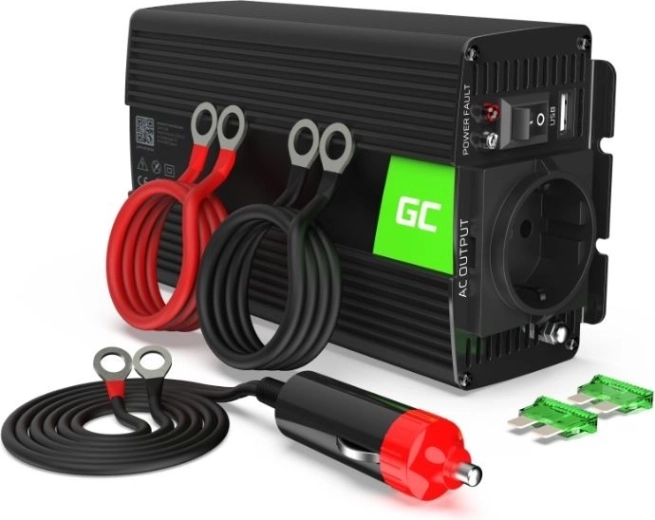 Sprieguma pārveidotājs Green Cell 12 V uz 230 V 500 W tīrā sinusoīda