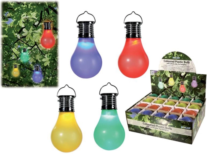 Saules enerģijas piekaramā LED spuldze no plastmasas 10 × 5 cm