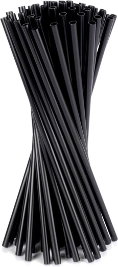 Black drink straws 22 cm, 50 pcs