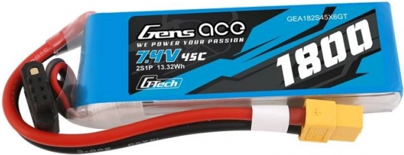 LiPo Battery Gens Ace 1800mAh 7.4V 45C with XT60 Connector