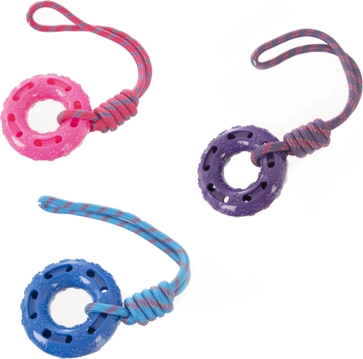 Durable dog toy made of tough plastic and rope 51 cm (3 variants)
