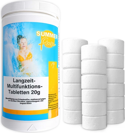 Daudzfunkcionālas hlora tabletes baseinam 20 g (1 kg)