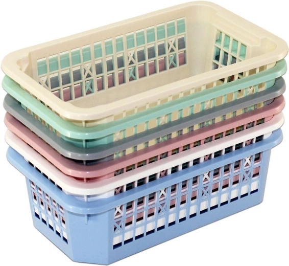 Large stackable plastic basket 30 × 21 × 12 cm, assorted colors
