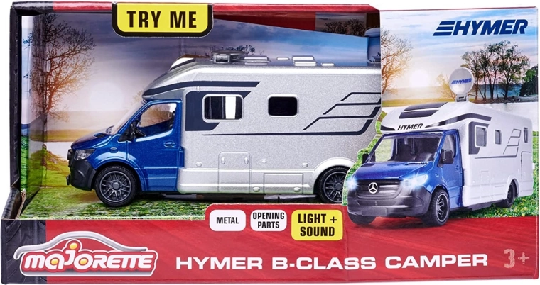Majorette Hymer B-Class kempinga auto 19 cm ar gaismām un skaņām