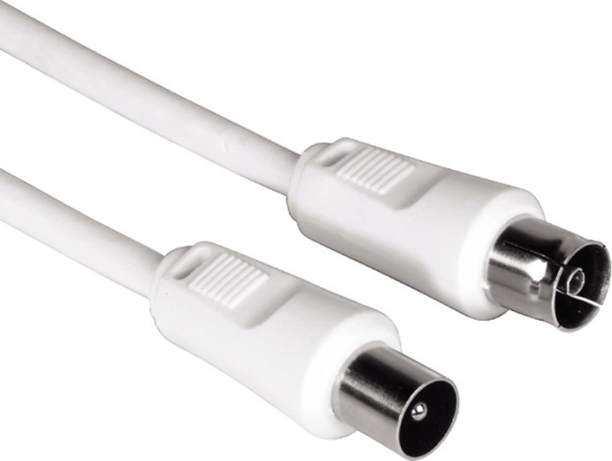 Koaksiālais antenas kabelis 75 dB, 5 m, balts