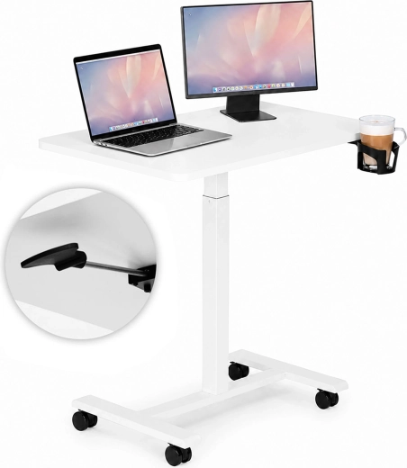Pārvietojams, augstumā regulējams klēpjdatora galds ModernHome 70 × 48 cm balts