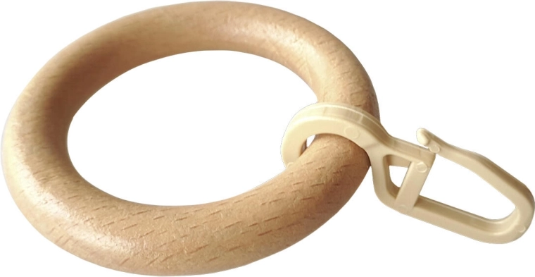 Wooden varnished ring with hook for curtain rod (pack of 10 pcs)
